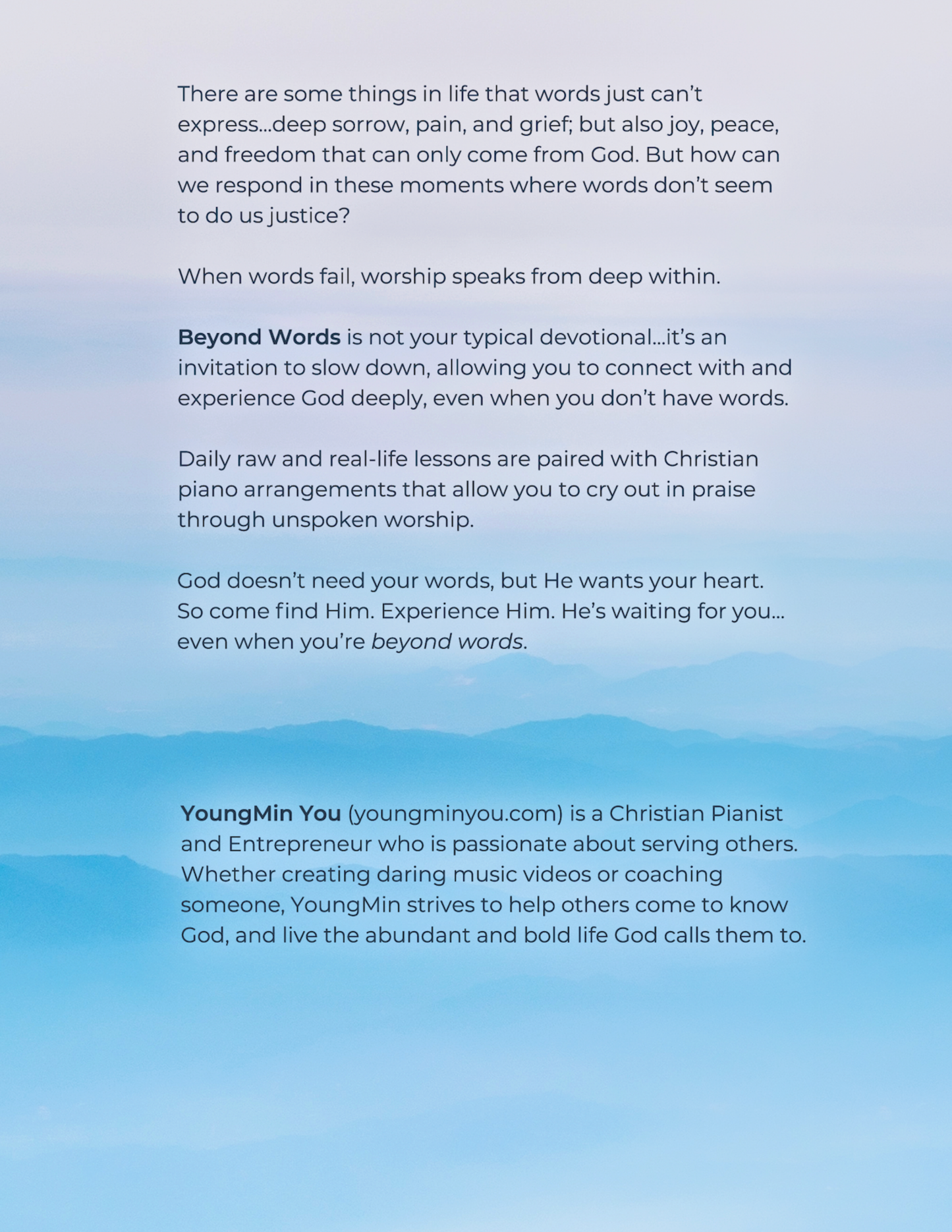 Beyond Words: 30 Day Devotion with Piano Worship (Physical Book)