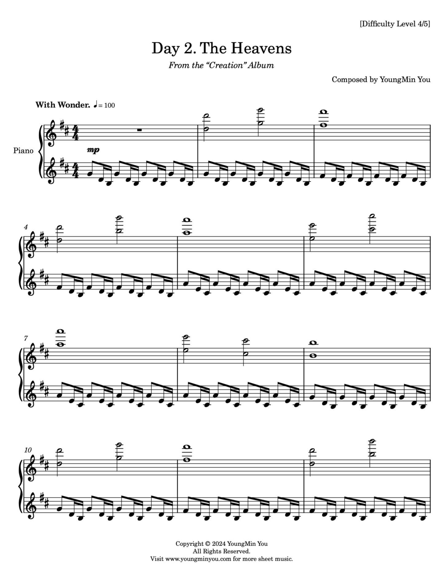 Day 2. The Heavens | Sheet Music Download